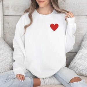 White Heart Print Women's Top valentine sweatshirt